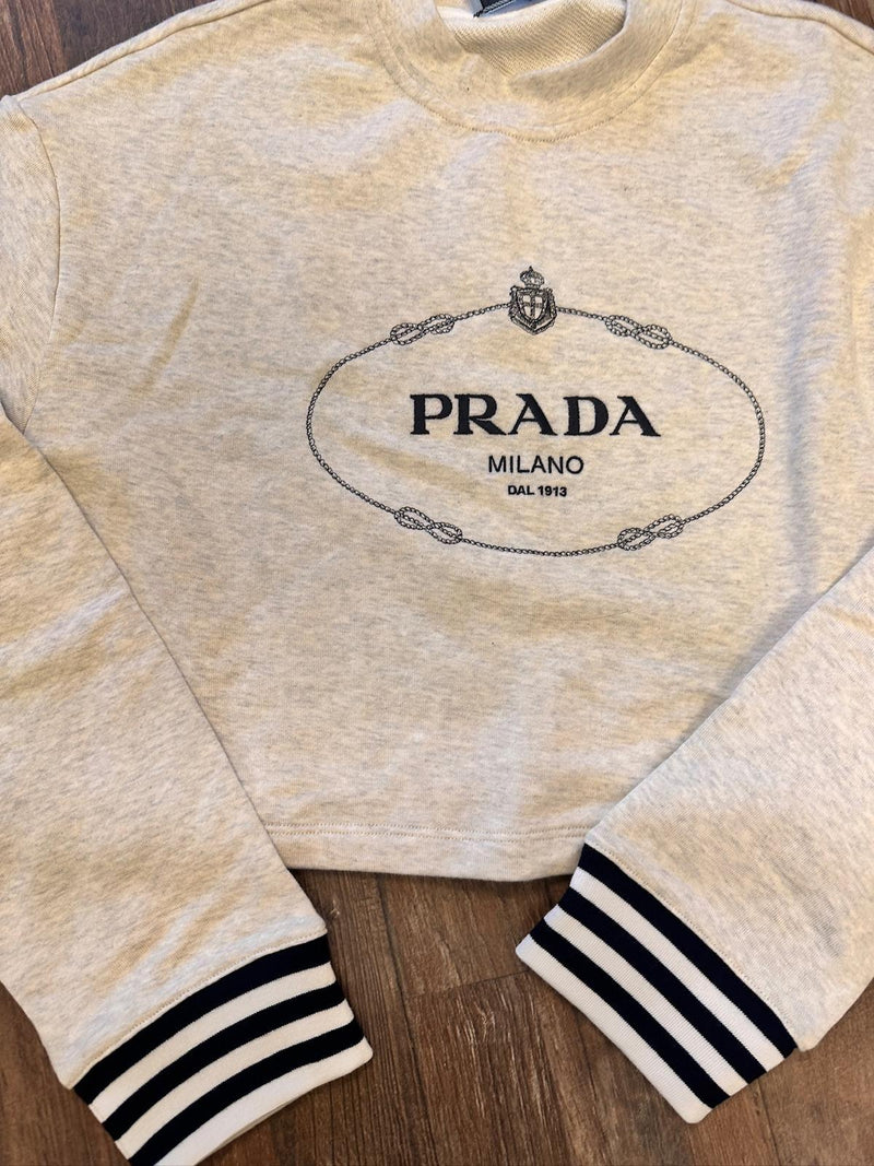 Prada Dove Grey Cropped Sweatshirt