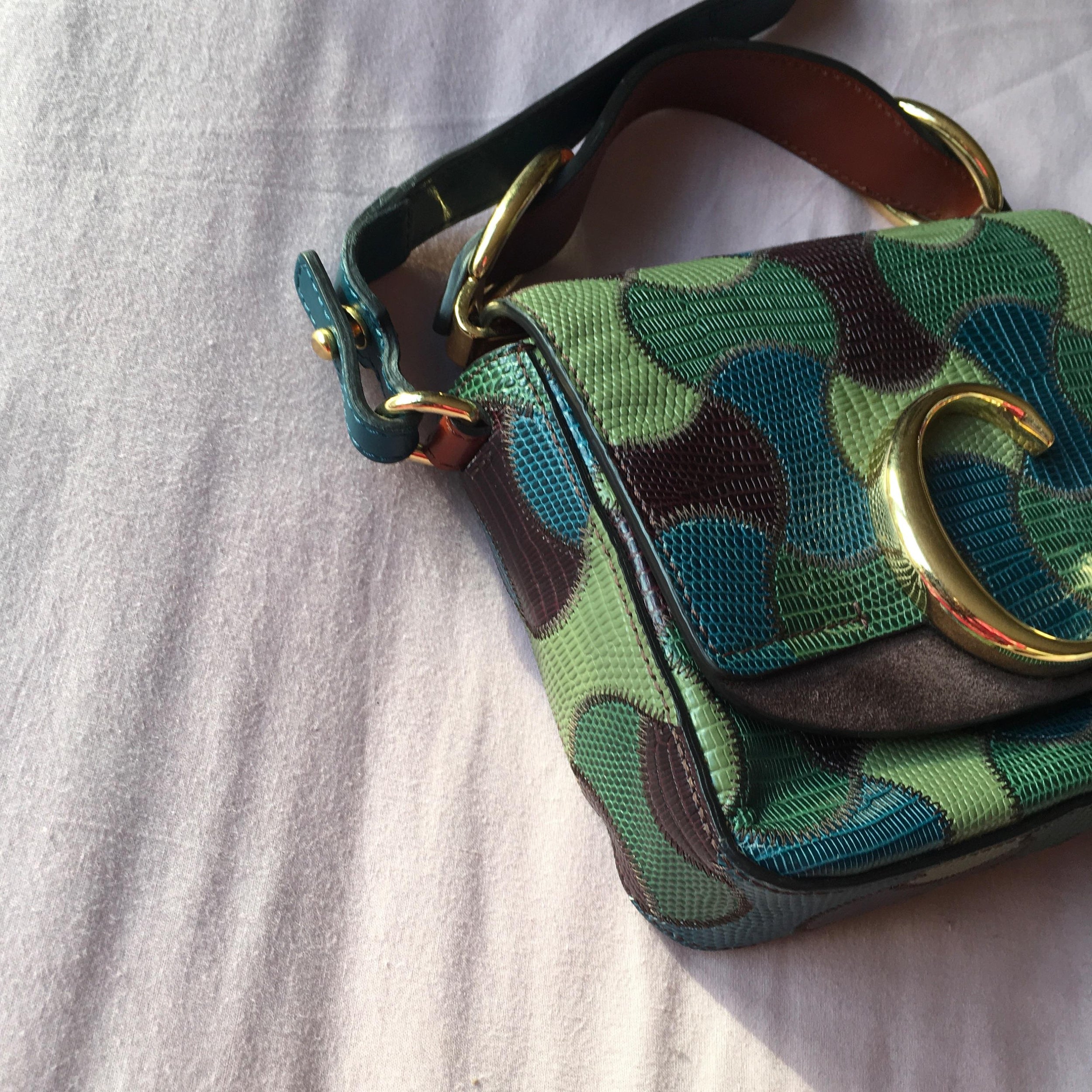 Chloe Green Lizard Embossed C Bag