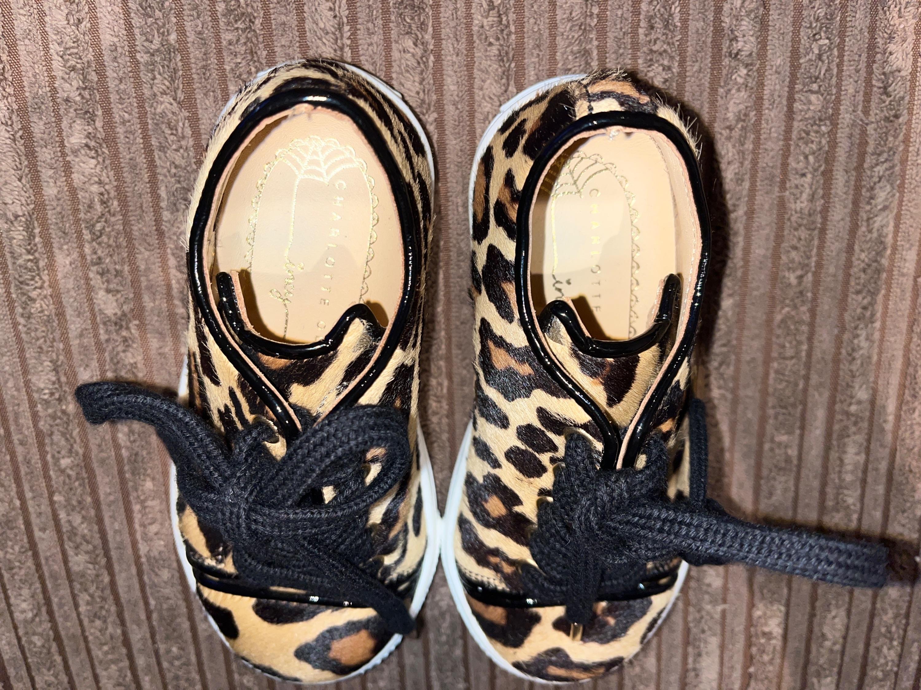 Leopard print calf hair trainers