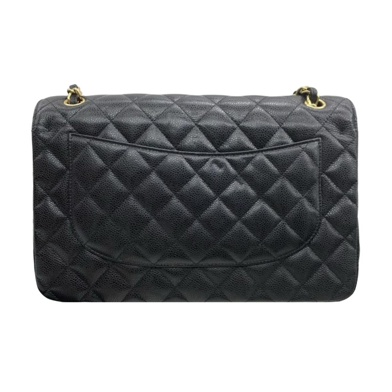 Chanel Black Caviar Leather Jumbo Double Flap Bag