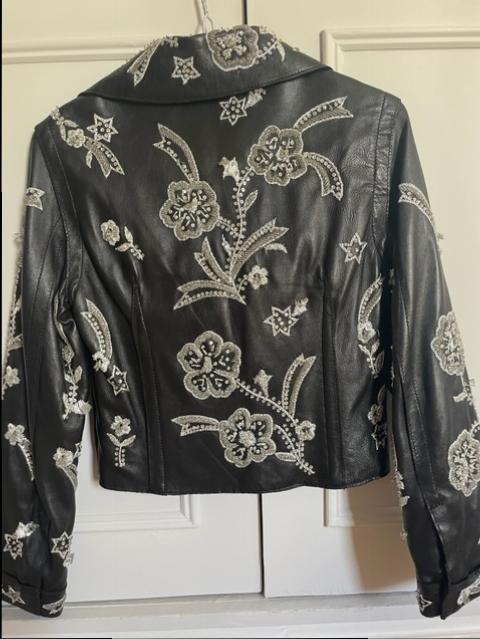 Dolce & Gabbana Black Embellished Leather Jacket