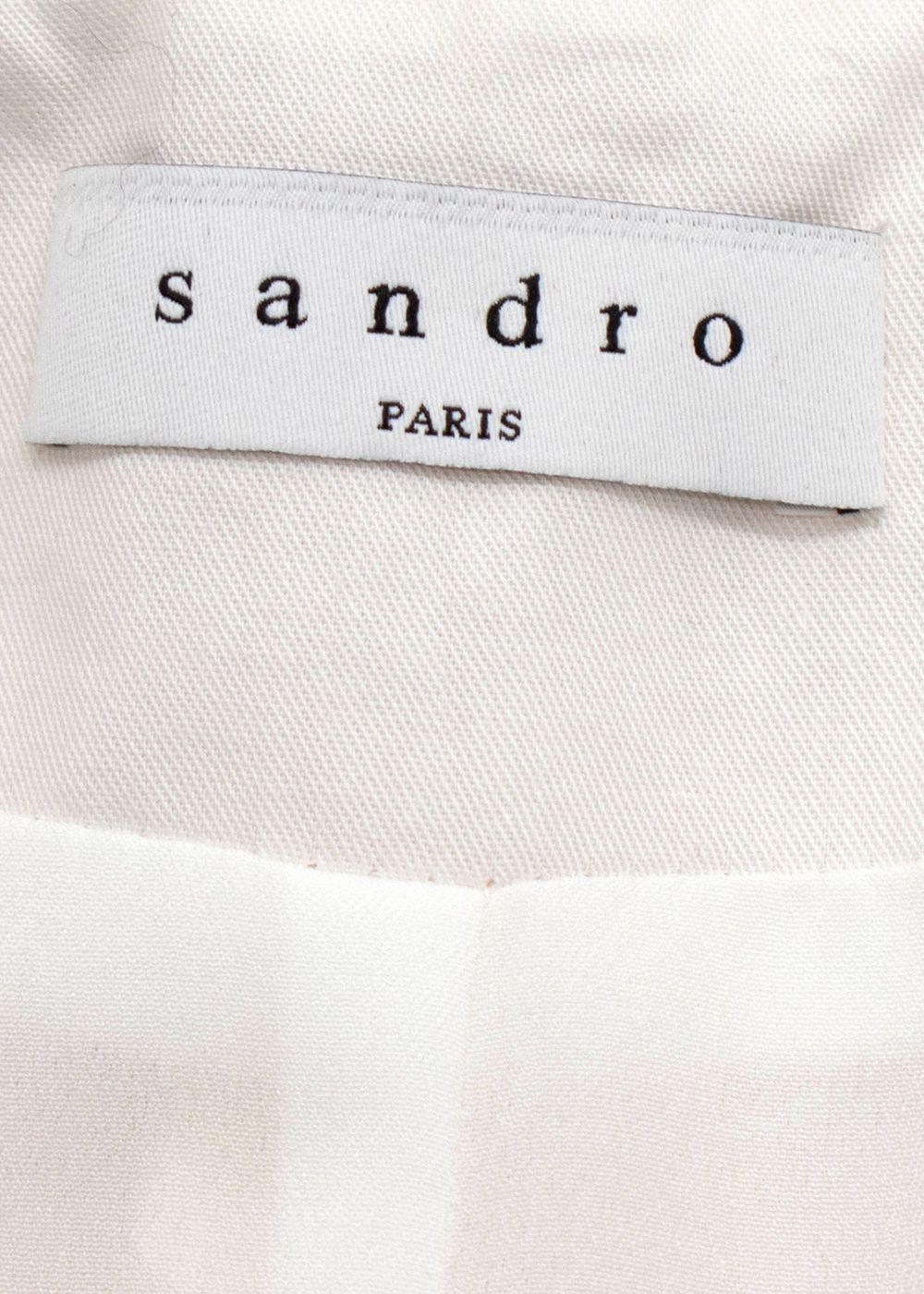 Sandro Cream S Jacquard Short Sleeve Mini Dress