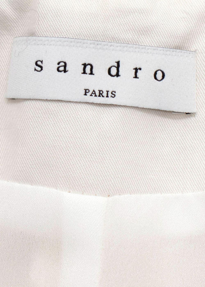 Sandro Cream S Jacquard Short Sleeve Mini Dress