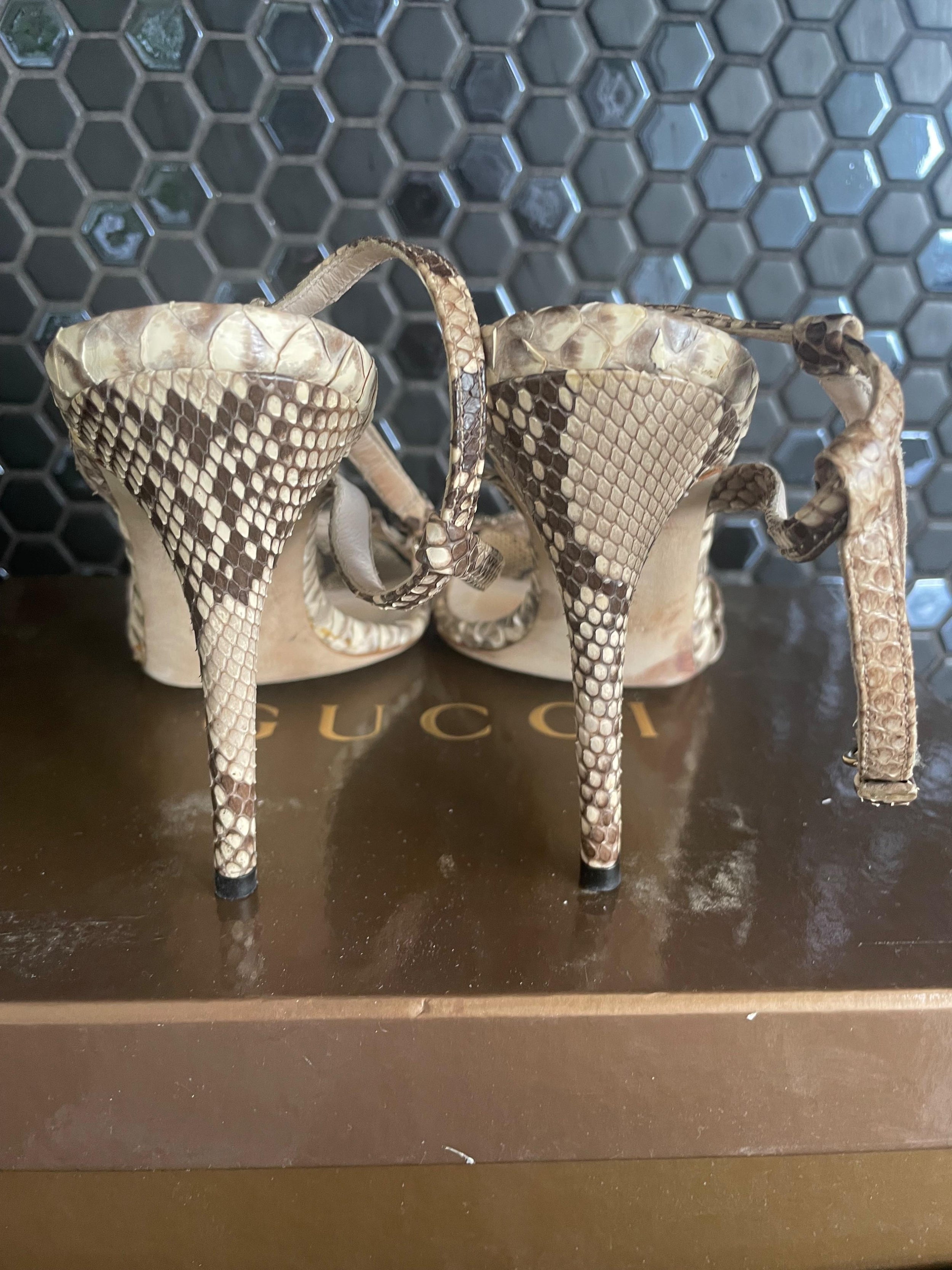 Gucci Python Heeled Sandals