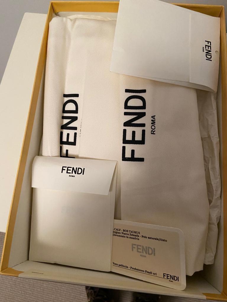 Fendi textured Leather & Calf Hair Multicoloured Sandals