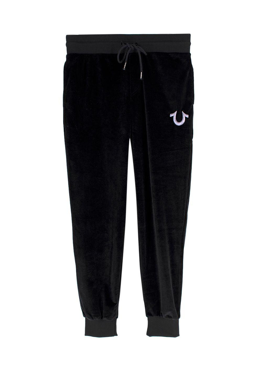 True Religion Black Velour Cuffed Joggers