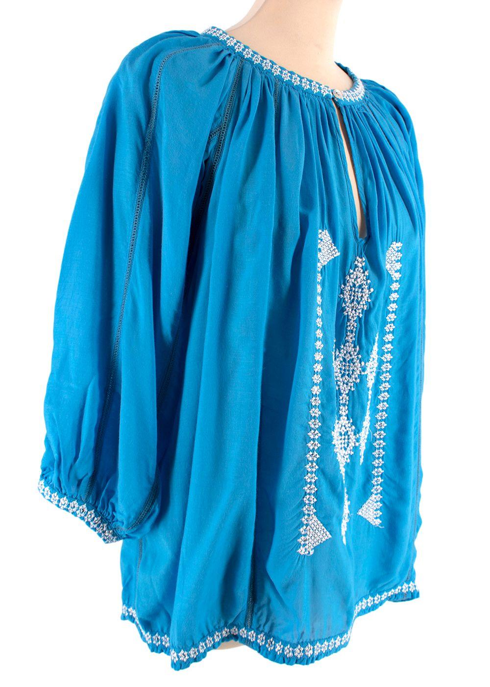 Melissa Odabash Blue & White Embroidered Kaftan