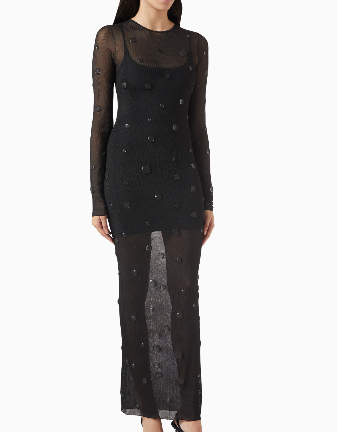 Alexander Wang Engineered Trapped Gem Dress in Sheer-Jersey