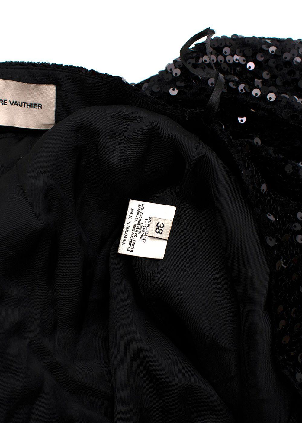 Black Sequinned Peplum Mini Skirt