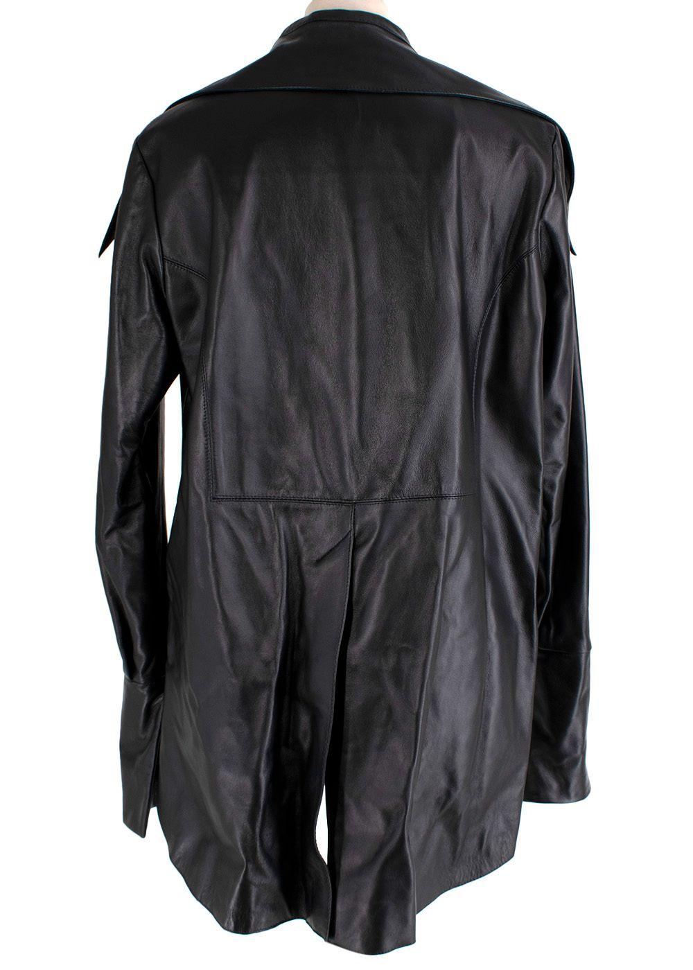 Seymour black leather dagger collar shirt