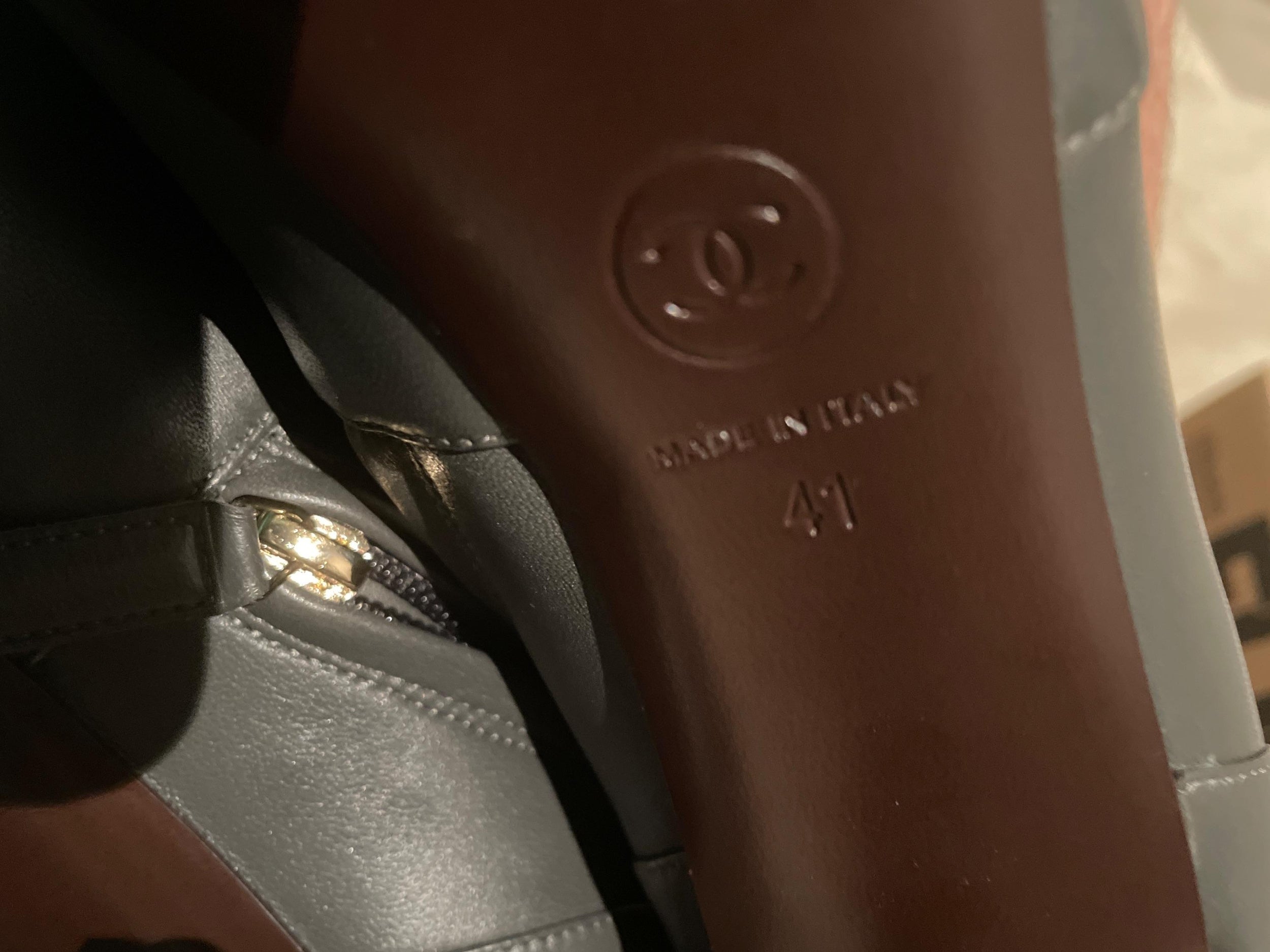 Chanel Grey Ankle Boots with Floral Applique Detail