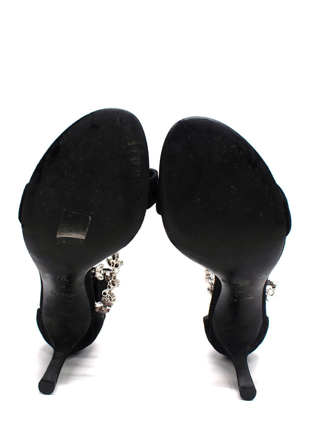 Louis Vuitton Black Suede Crystal Embellished Heels
