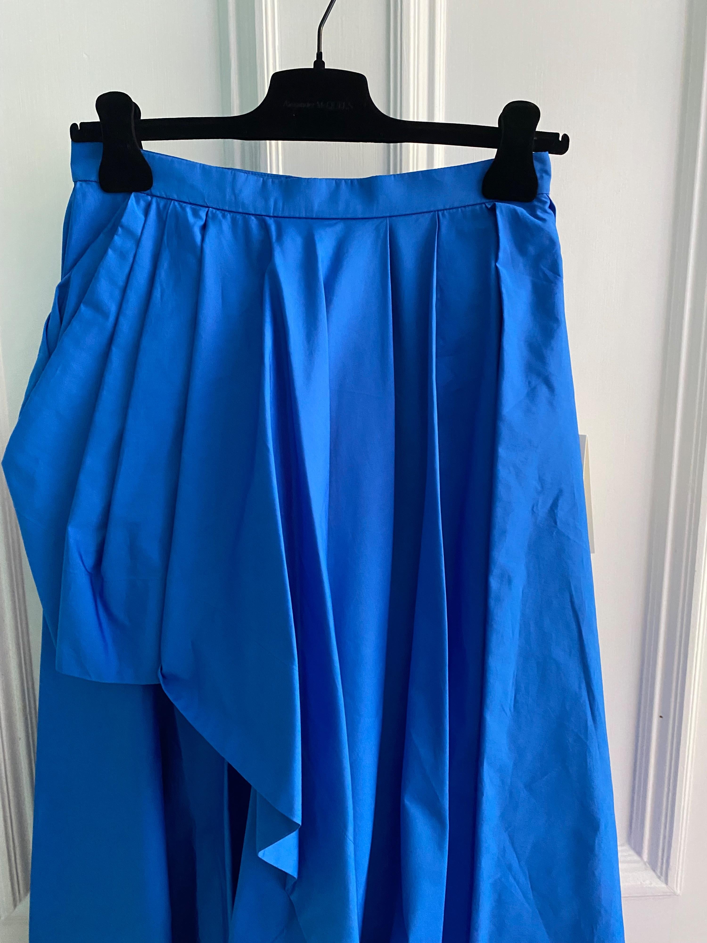 Alexander McQueen Blue Draped Midi Skirt