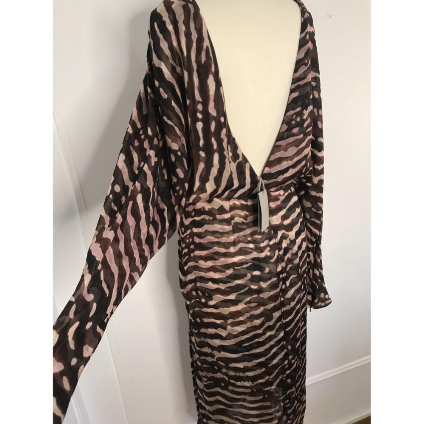 Tom Ford Zebra Print Draped Silk Midi Dress