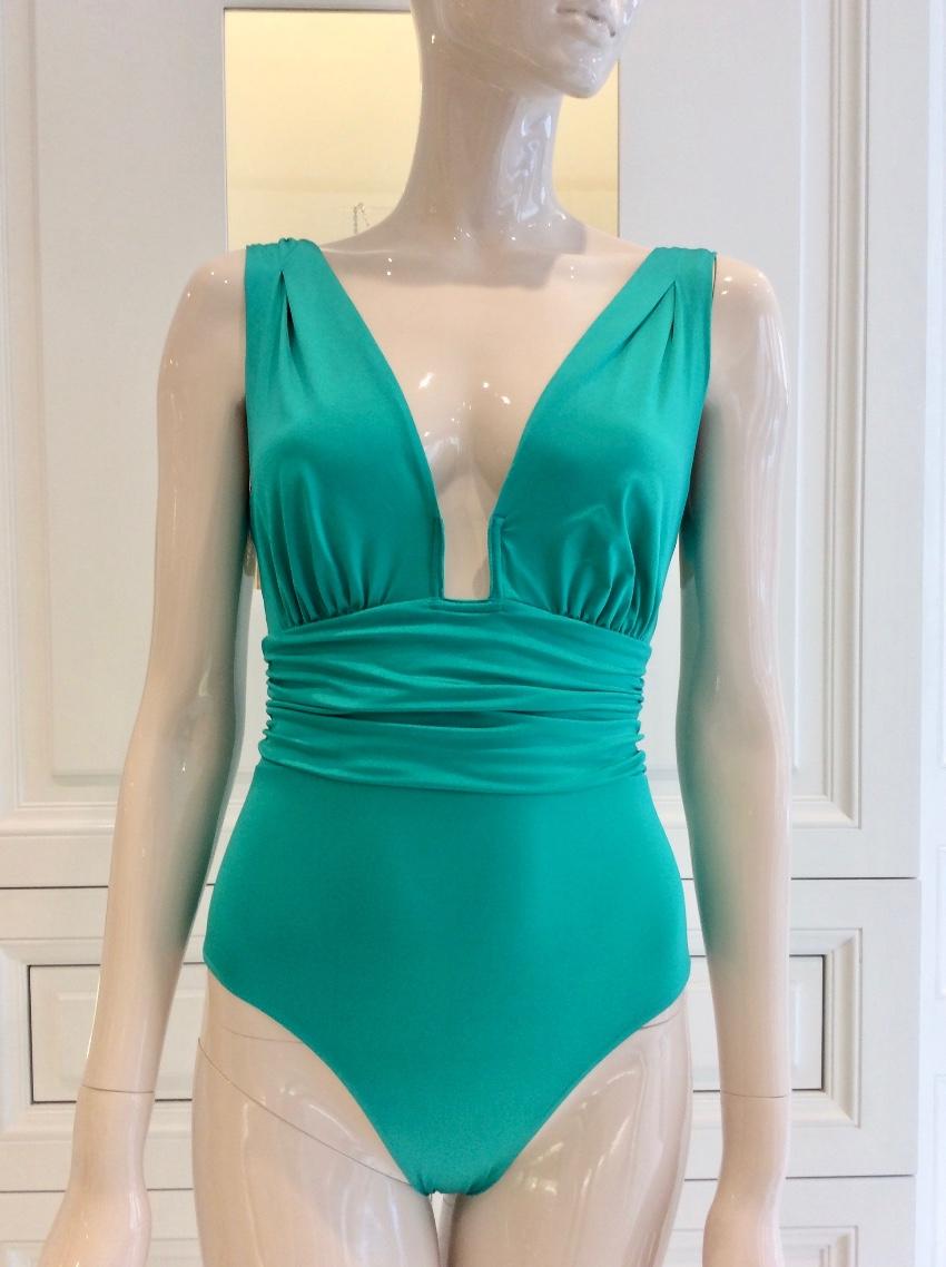 Nicole Olivier Emerald Green Couture One-Piece Swimsuit