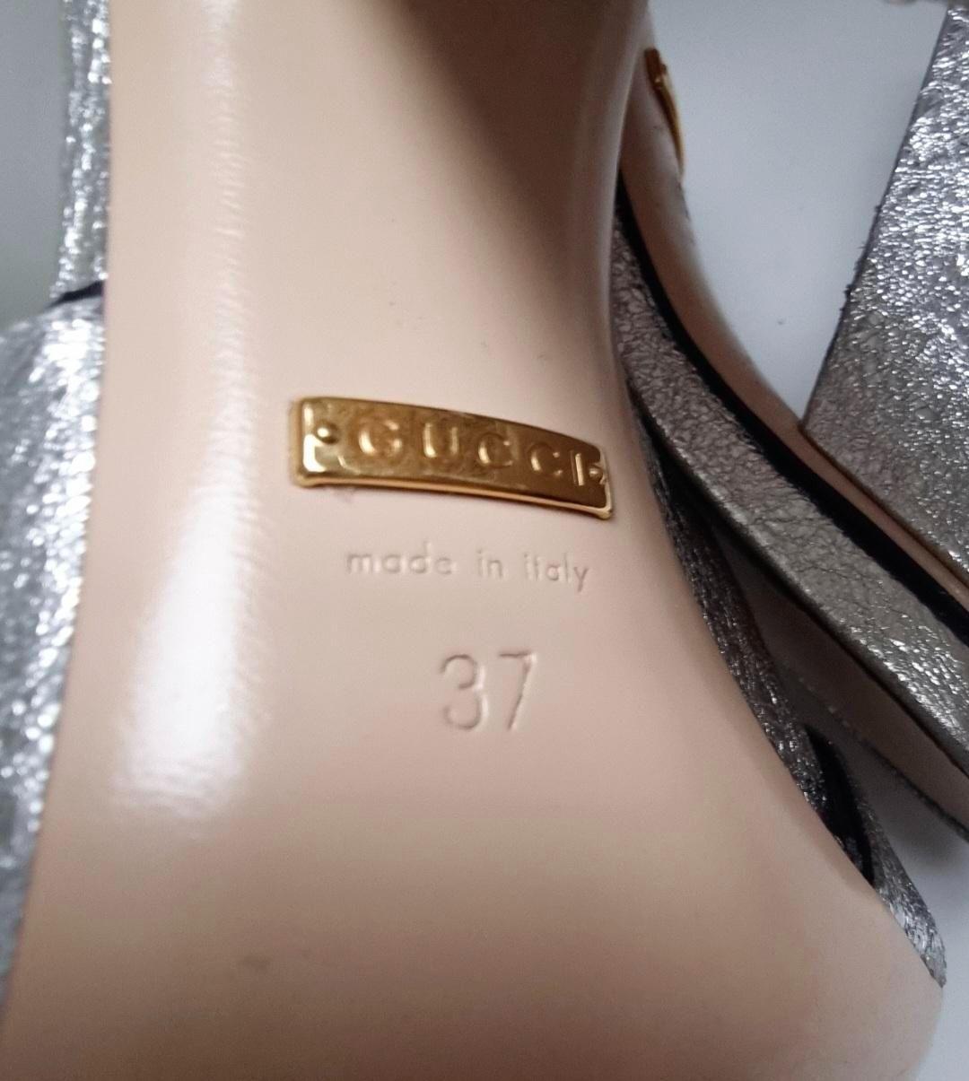 Gucci Silver Heeled Mules