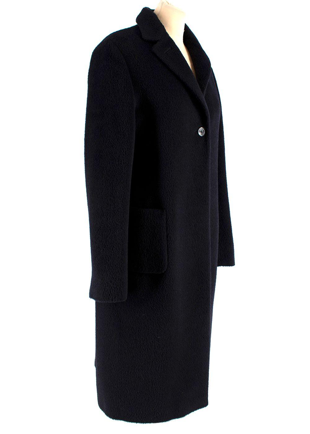 Navy Blue Llama Wool Blend Coat