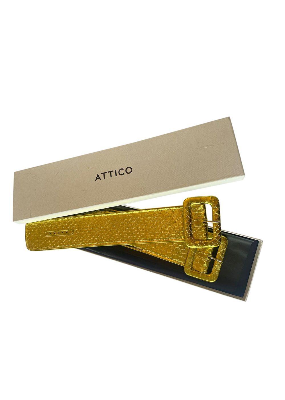 The Attico Metallic Gold Croc Embossed Belt