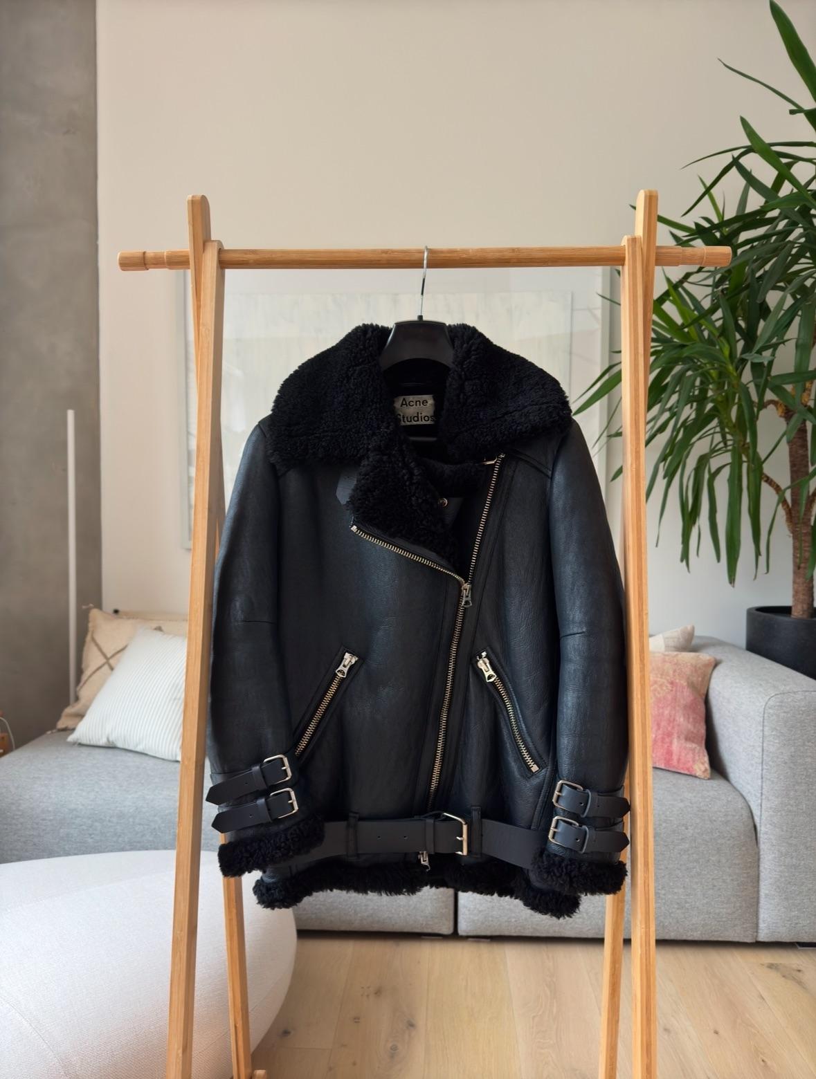 Black Velocite Shearling Jacket.