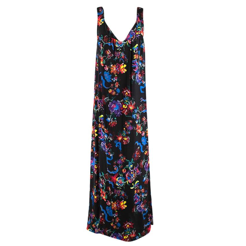 Maison Margiela Black Satin Sleeveless Floral Dress