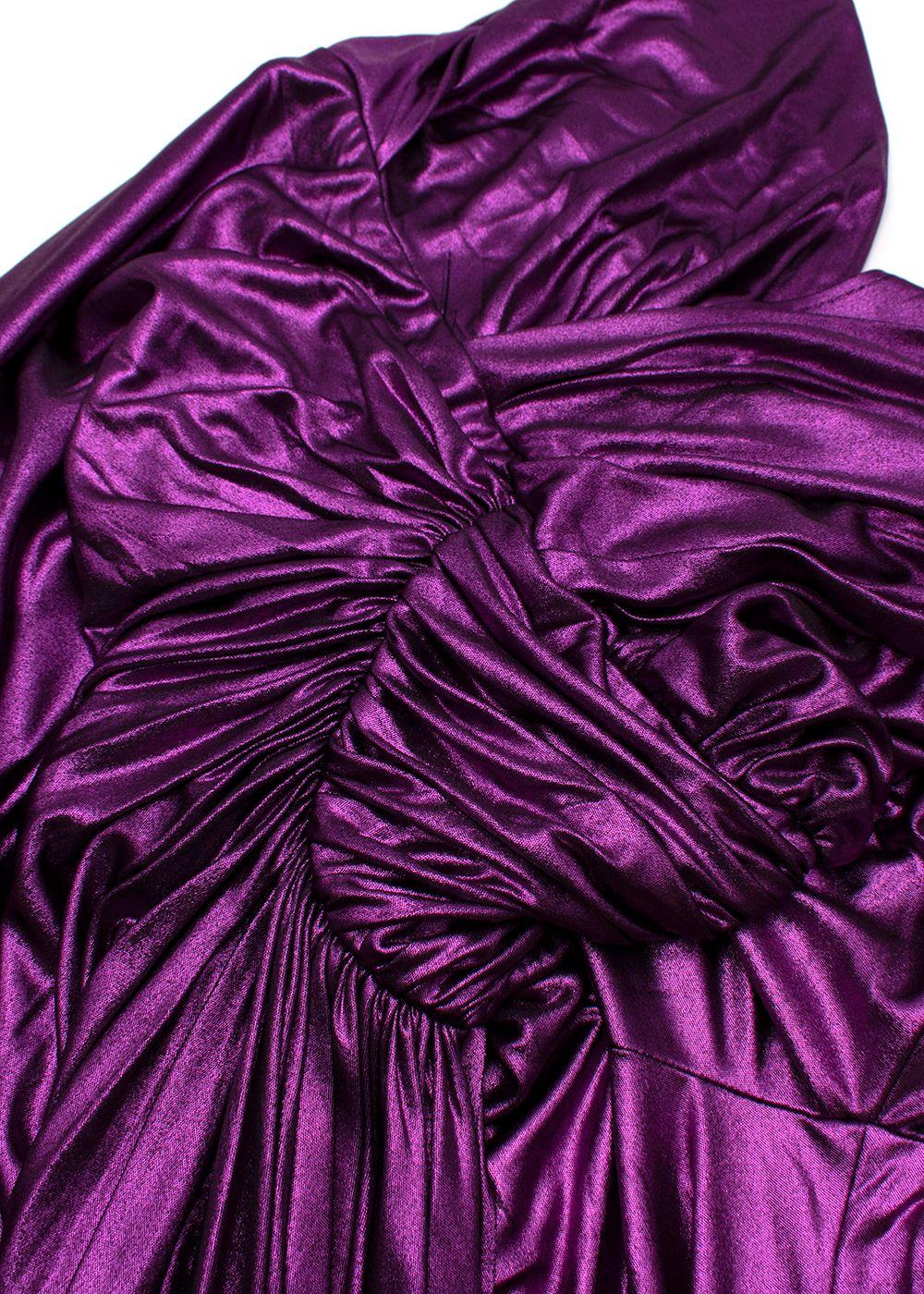 Alexandre Vauthier Metallic Fuchsia Draped Asymmetric Dress