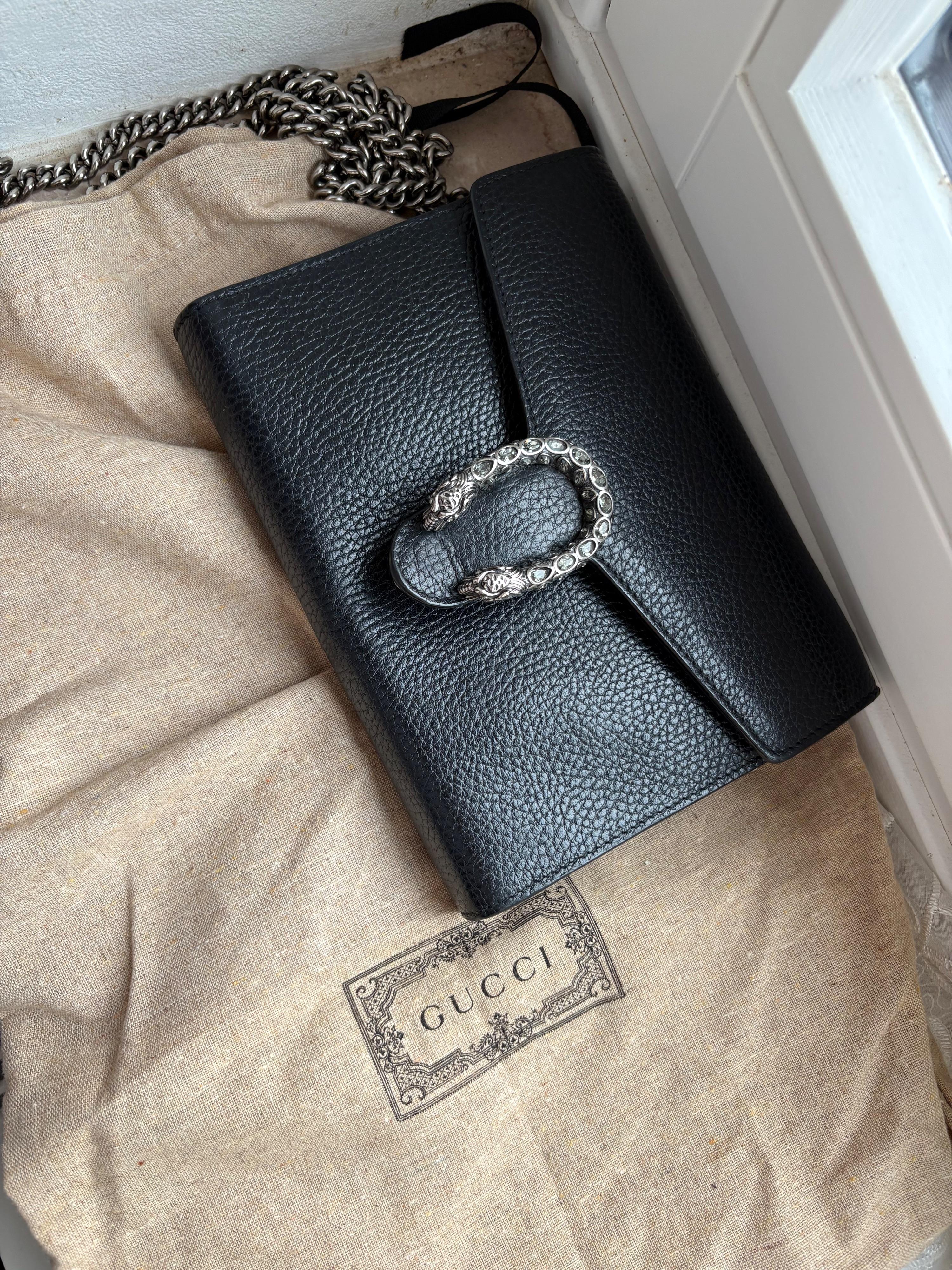 Gucci Black Leather Dionysus Crossbody Bag