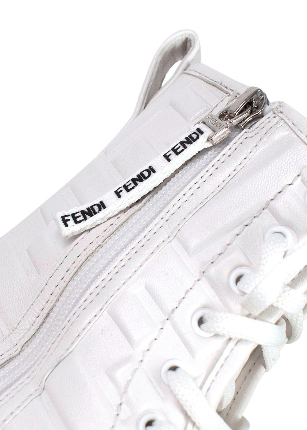 Fendi White Nappa FF Embossed Biker Boots