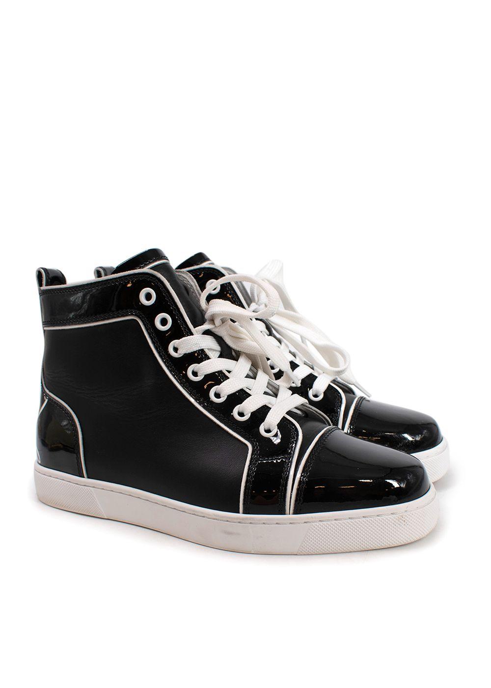 Christian Louboutin Black Patent Leather Fun Louis High top Sneakers