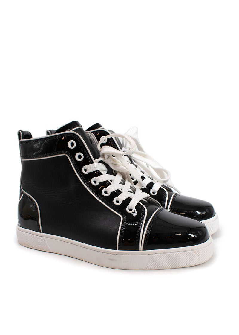 Christian Louboutin Black Patent Leather Fun Louis High top Sneakers