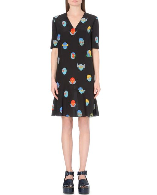 Stella McCartney Superhero Print Silk Dress