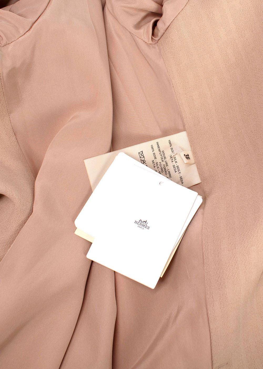 Hermes Rose Pierre De Lune Silk Cady H Wrap Jacket