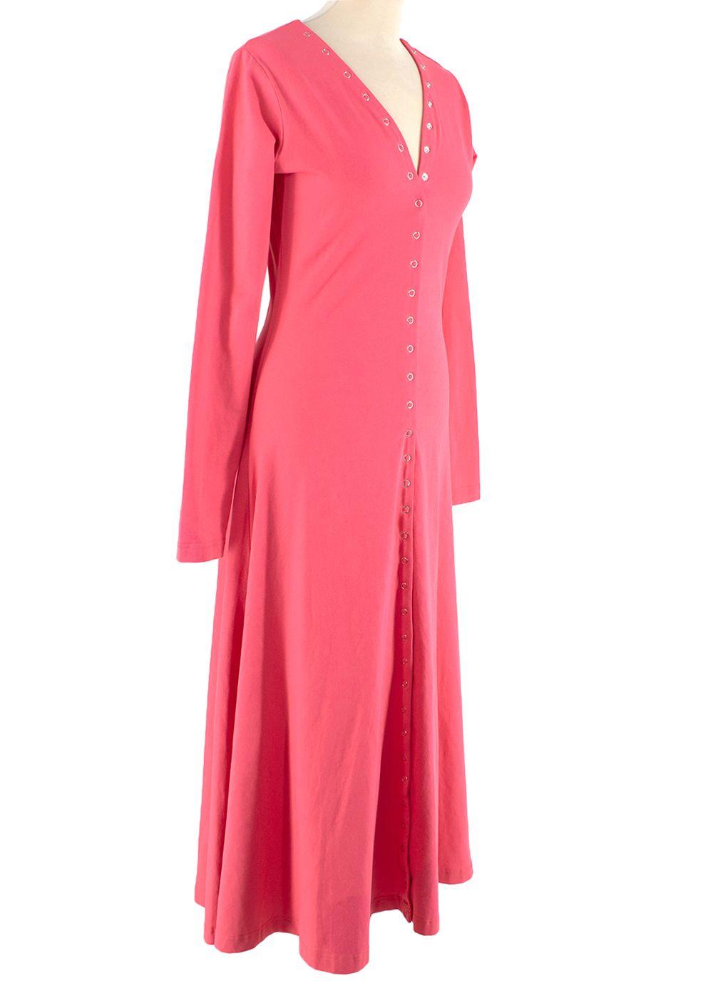 Coral Pink Midi Dress with Poppers