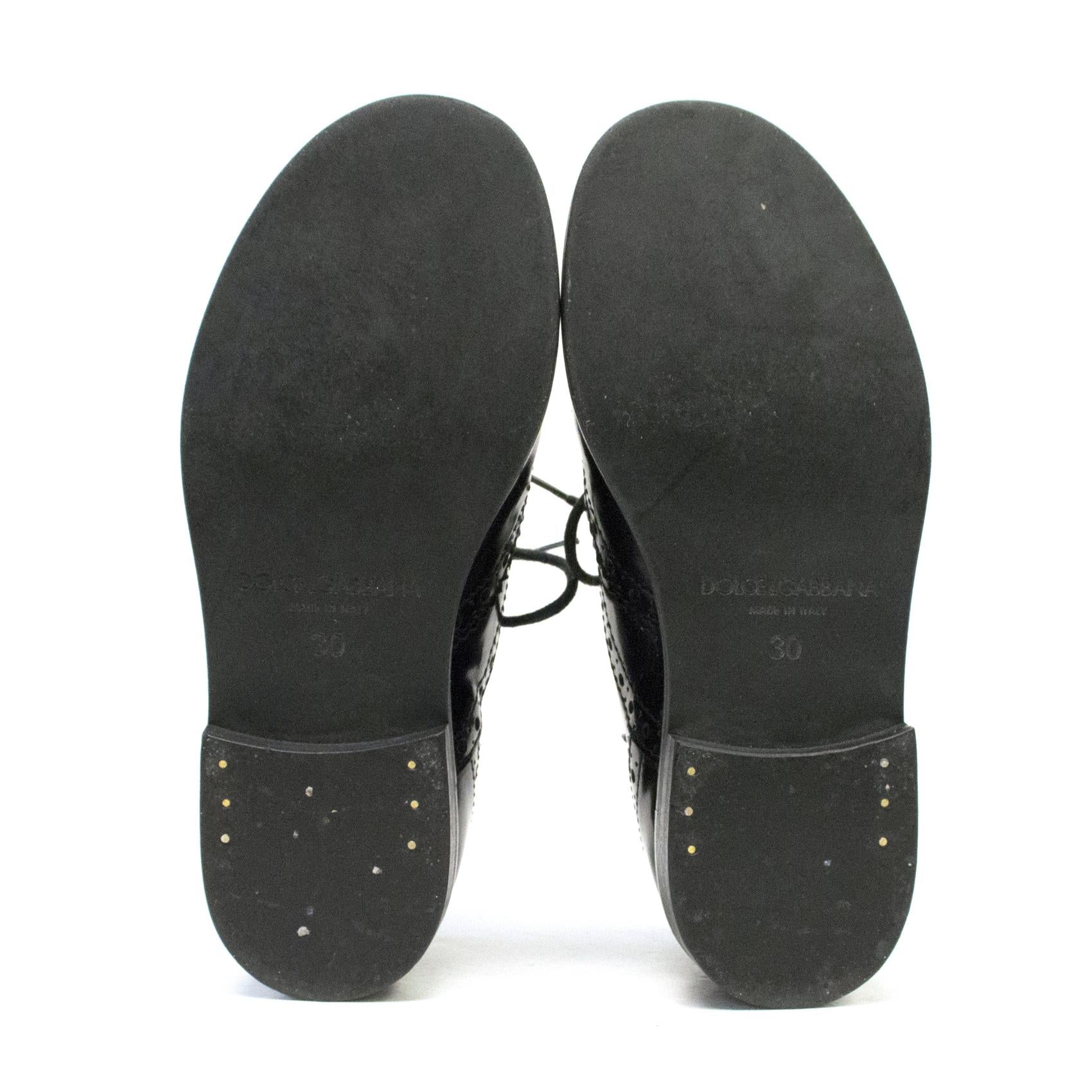 Dolce & Gabbana Girls Black Lace Up Brogues