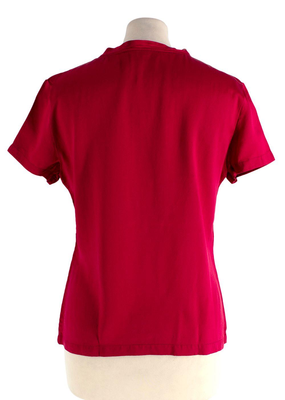 Yves Saint Laurent Ruby Red Silk T-Shirt