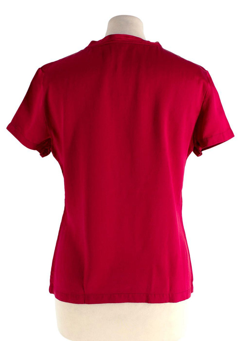 Yves Saint Laurent Ruby Red Silk T-Shirt