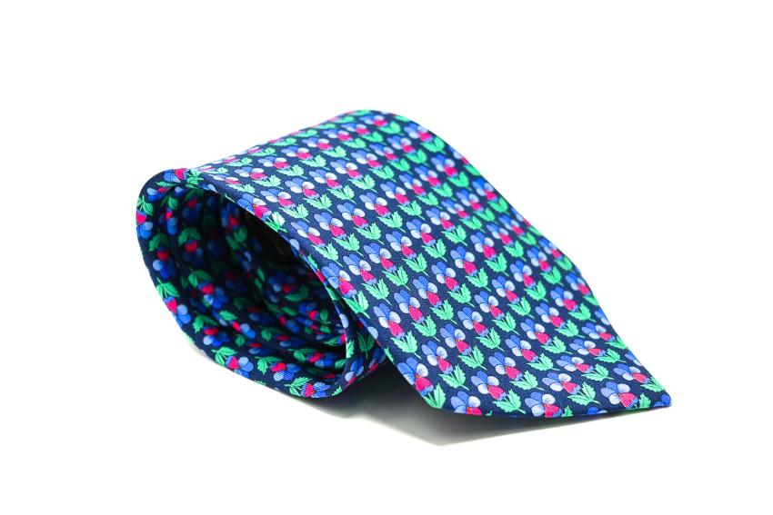 Leonard Paris Blue & Pink SIlk Printed Tie
