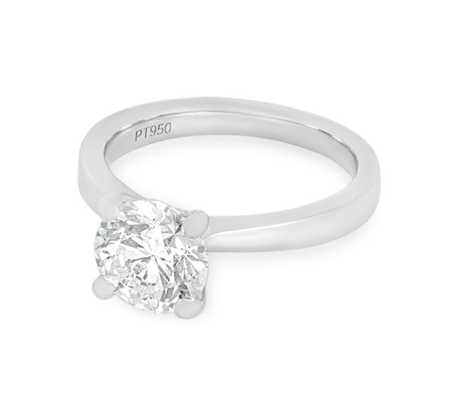 Platinum Set 2.03ct Lab Diamond Solitaire Ring - Size 53