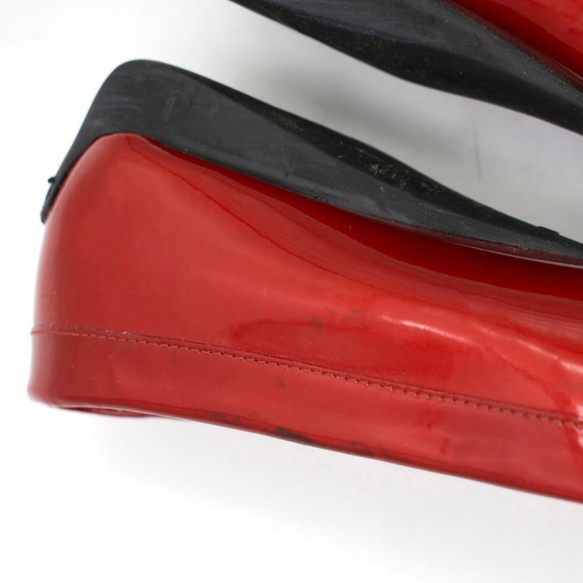 St. John Red Metallic Leather Loafers