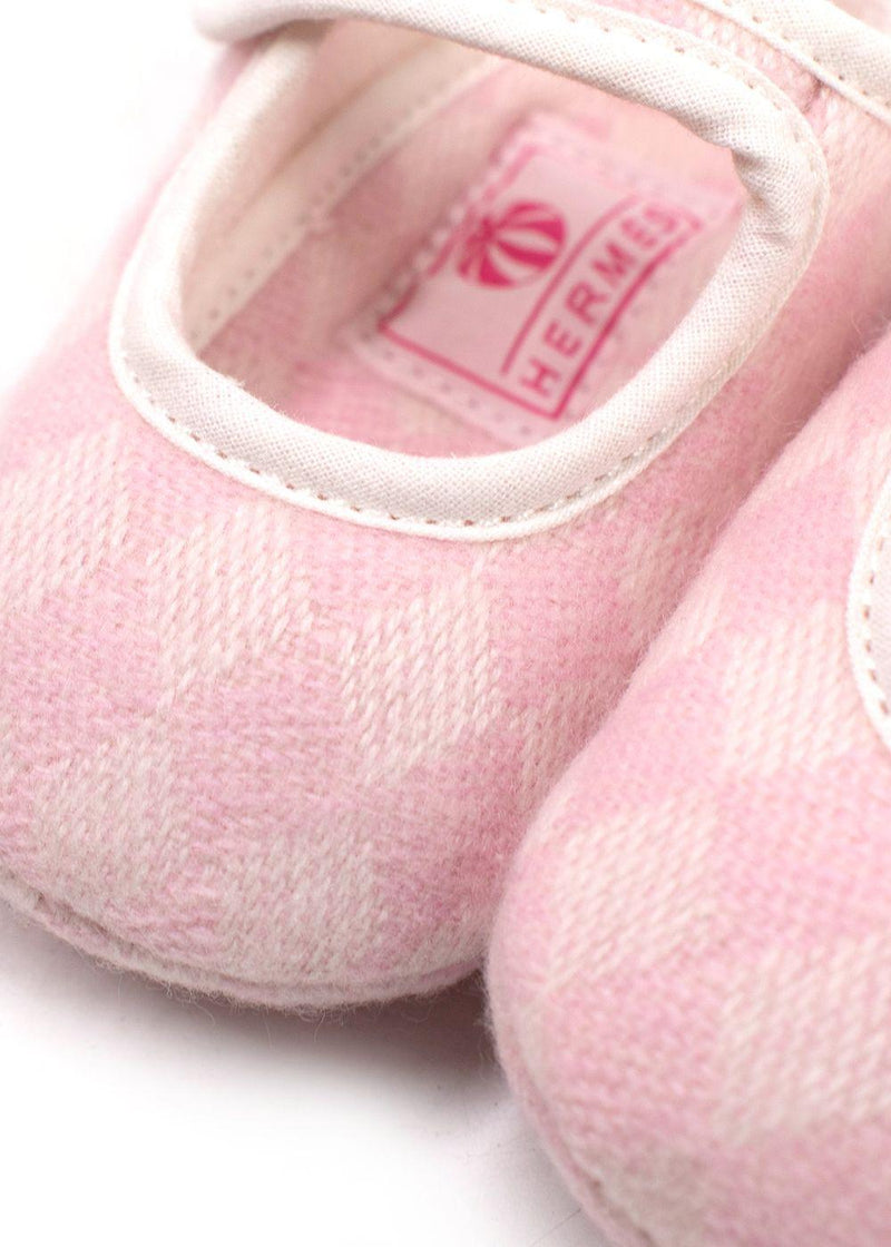 Hermes Pink Chequered Baby Booties