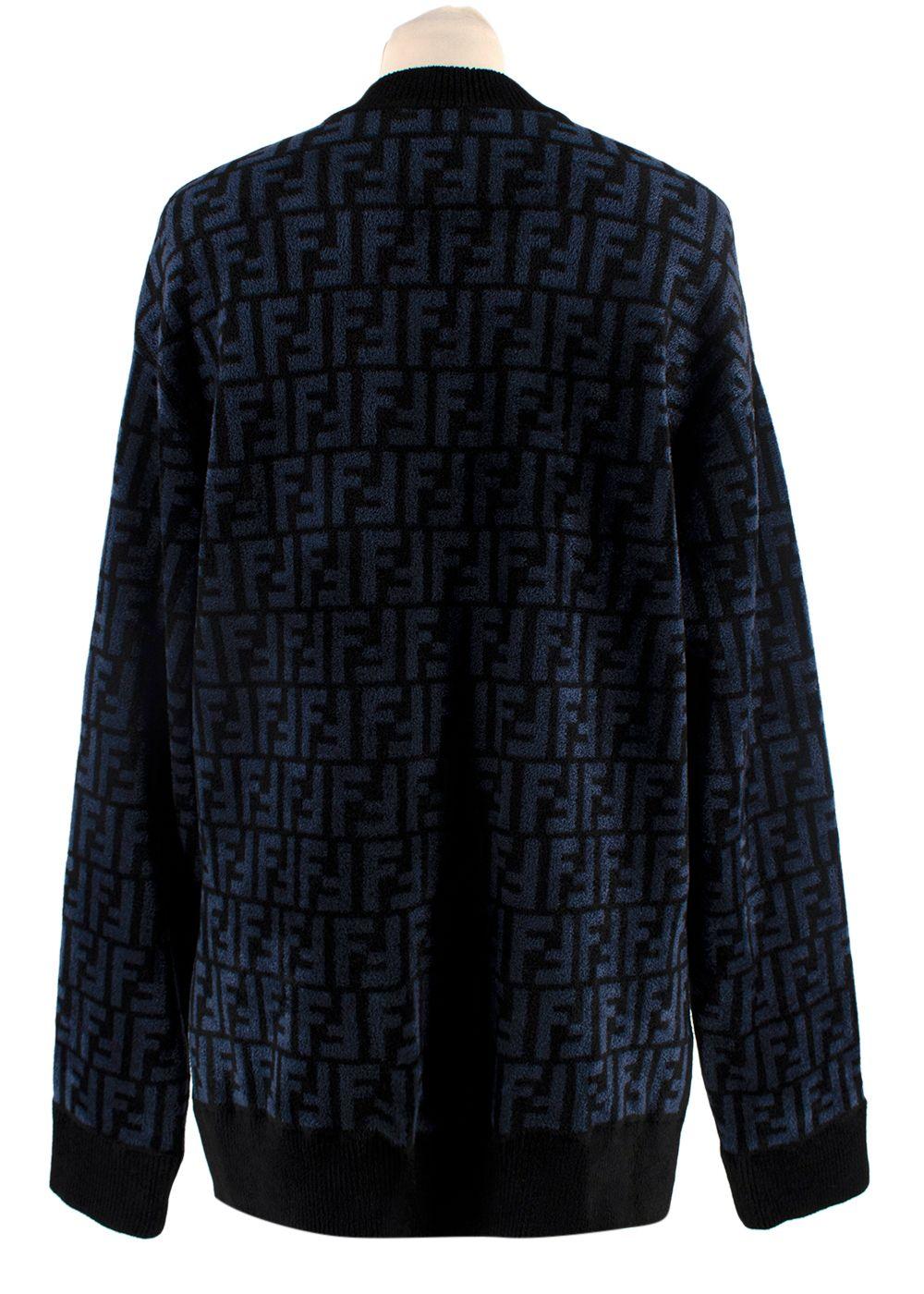 Fendi Blue Embossed Crewneck Jumper