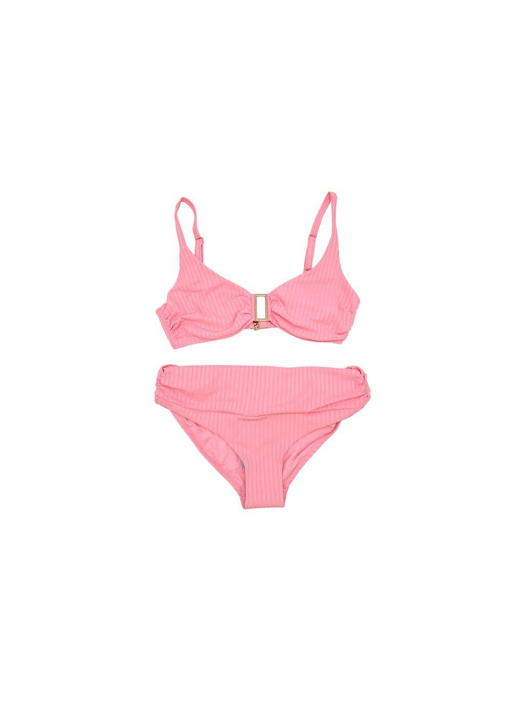Blush-pink ribbed Bel Air underwired bikini