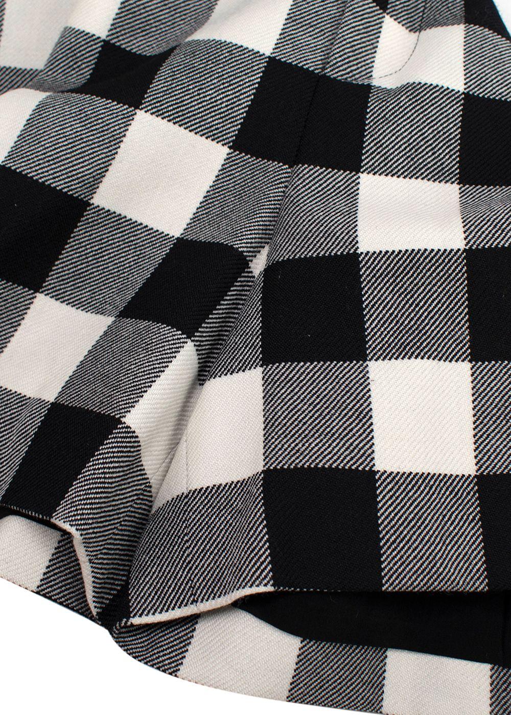Dior Black and White Gingham High Waisted Wool Shorts
