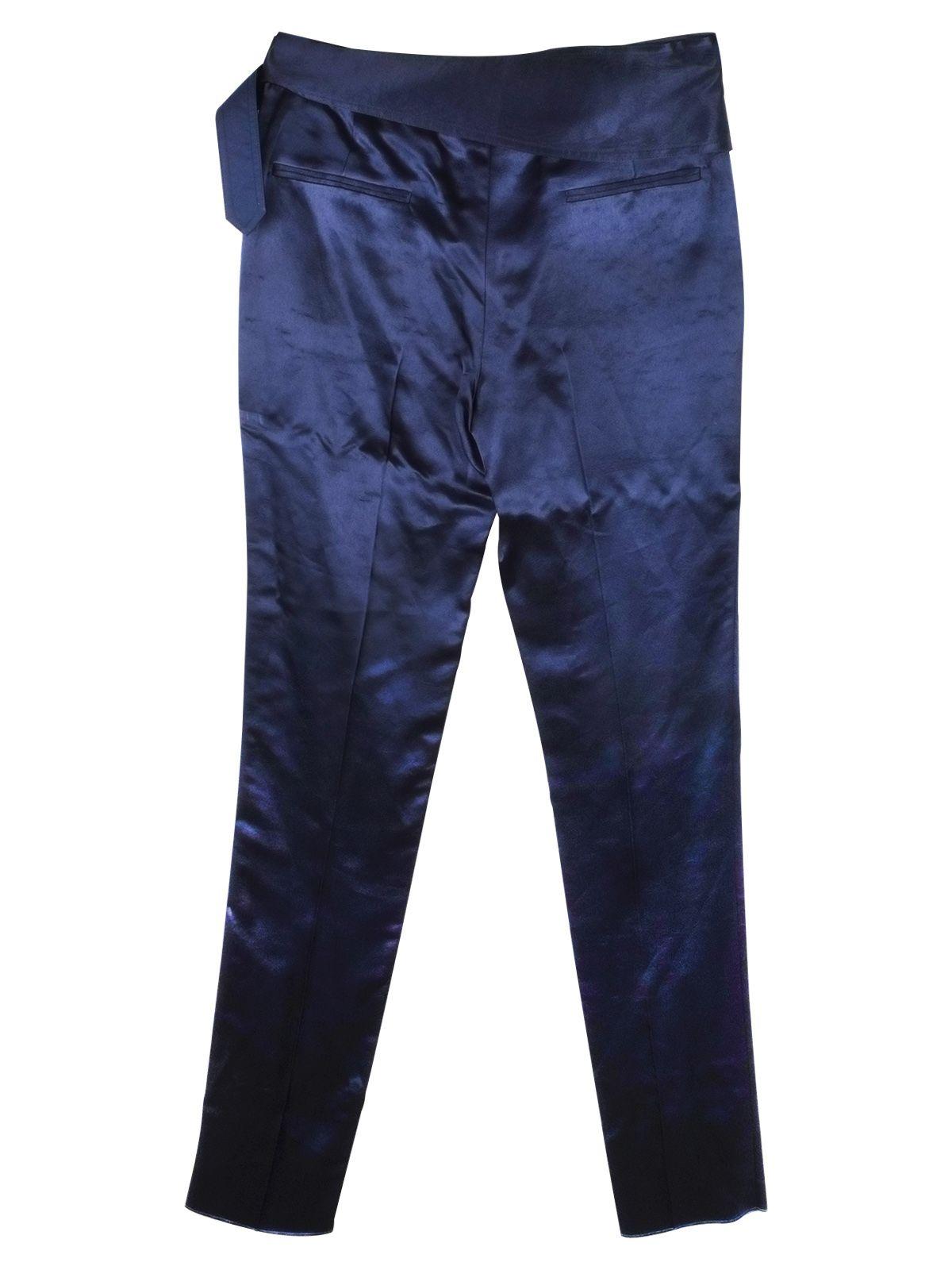 Blue hammered satin trousers
