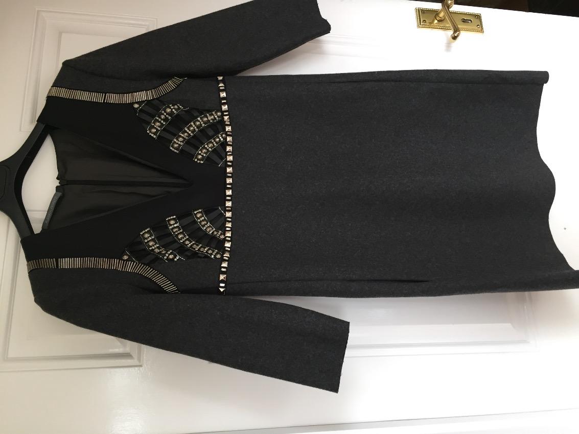 Alberta Ferretti Grey Embellished Silk Dress