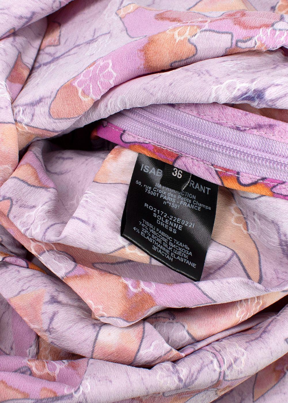 Isabel Marant Purple Patterned Off Shoulder Mini Dress