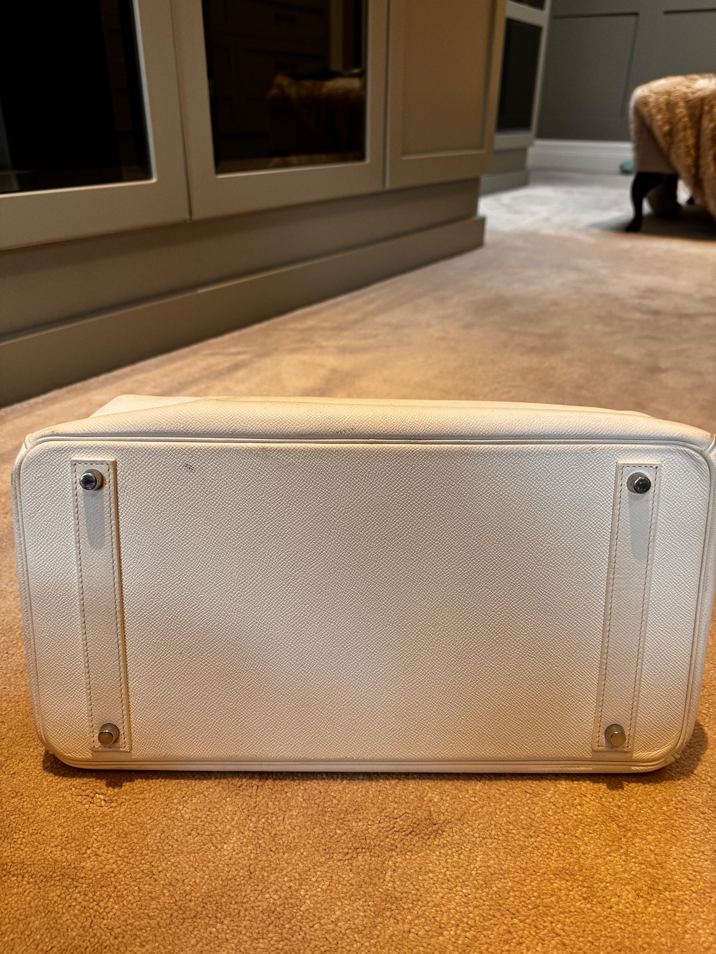 Hermes White Birkin 40 Retourne with Palladium Hardware