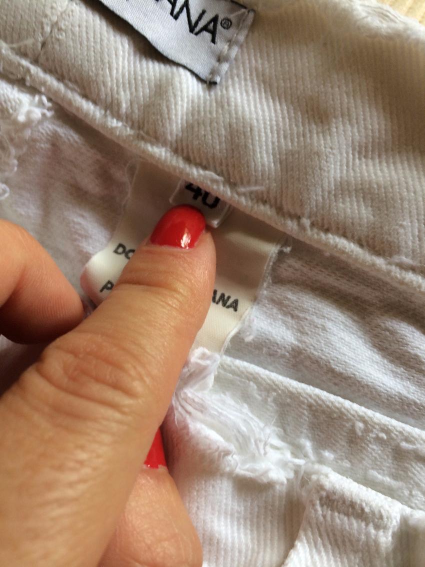 Dolce and Gabbana White Denim Destroyed Jeans