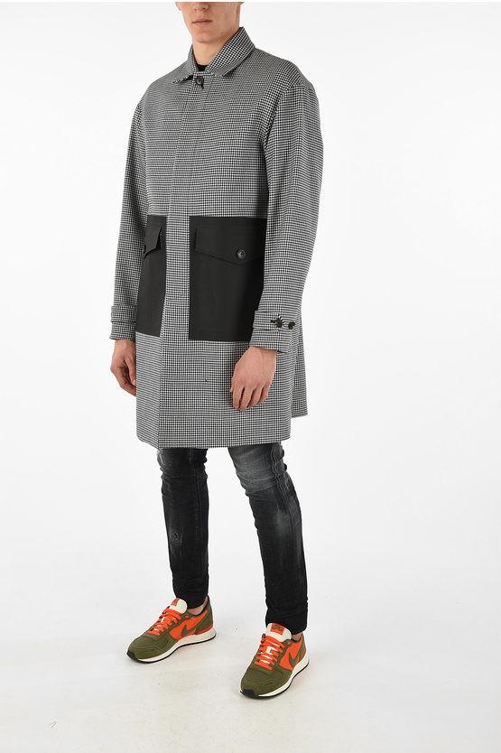 Dsquared2 Black & White Houndstooth Balmacaan Coat