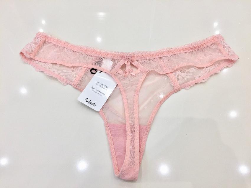 Aubade Paris Sugar Pink Leavers Lace Half Cup Bra & Tanga Set
