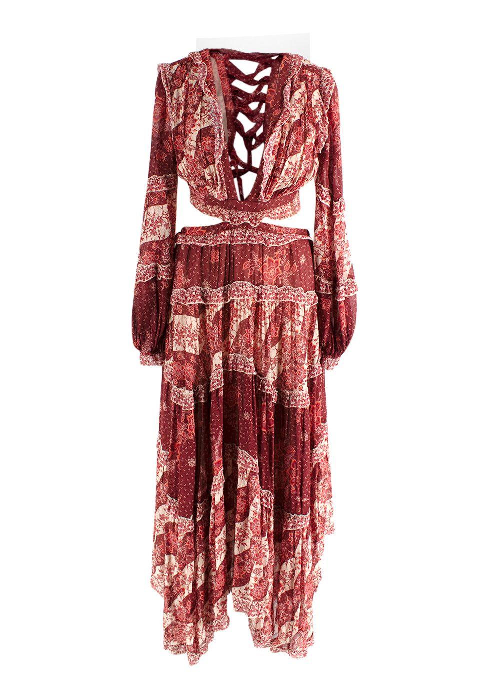 Eyes On Summer Lace up Printed Chiffon Maxi Dress